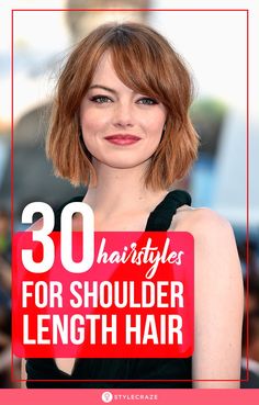 30 Beautiful Hairstyles For Shoulder Length Hair: Shoulder length hair is the best!It’s the ideal length for the woman who has tons of things to do but not the time to handle her hair. It’s easy to manage and style. You can tie your hair in a bun or leave it loose without feeling frazzled. Check out these fantastic hairstyles that will make you want shoulder length hair. #Hair #Hairstyles #HairstyleIdeas Ways To Wear Shoulder Length Hair, Shoulder Length Haircuts For Women With Thick Hair, Mid Length Hair By Hair Pattern, Stylish Shoulder Length Haircuts, Hairstyles For Thinning Hair For Women Over 40 Shoulder Length, Above Shoulder Hair Styles, What To Do With Shoulder Length Hair, Shoulder Link Hairstyle Women, Off Shoulder Haircut