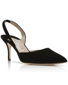 Manolo Blahnik Carolyne Suede Slingback Pump in Black Almond toe Slingback strap 2.75’’ heel Suede Upper Leather lining and sole Made in Italy Manolo Blahnik Carolyne, Manolo Blahnik Black, Women Men Shoes, Stitching Leather, Sling Back, Slingback Pump, Kitten Heel, Manolo Blahnik, Handbag Accessories