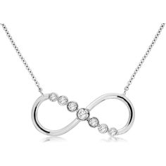 Royal 14K White Gold Infinity Pendant Necklace with Bezel-Set Round Diamonds - 0.22 Carat Total Diamond Weight Diamond Infinity Necklace, Infinity Design, Infinity Pendant, Infinity Necklace, Infinity Symbol, Charm Making, Delicate Chain, Everlasting Love, Royal Jewelry