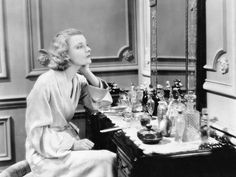 size: 24x18in Photo: Woman Sitting at Her Vanity Looking into the Mirror : Artists Lalique Perfume Bottle, Makeup Station, Top Skin Care Products, Makeup Rooms, Makeup Tutorial For Beginners, Mirror Photo, Makeup For Beginners, Old Hollywood Glamour, Signature Scent