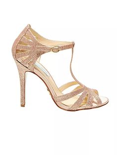 Betsey Blue Tee Strappy Heel In Champagne | The Dessy Group Chic Glitter Cocktail Heels, Glamorous Sparkling Heels For Gala, Glamorous Sparkling Heels For Cocktail, Fitted High Heel Glitter Sandals, Chic Sparkling Sandals For Prom, Sparkling Sandals For Holiday Parties, Glamorous Sparkling Party Sandals, Glamorous Sequined Heels For Cocktail, Glitter Fitted Sandals For Prom