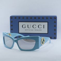 Fully Discounted. Buy Now Only , No Offers Accepted Retail $ 6 9 5 Brand New // Authentic Model: Gg1412s 005 Sunglasses Frame Color: Light Blue Lens Color: Silver Mirror Material: Acetate Size: 62 - 16 - 125 For: Women Style: Butterfly Polarized: No Made In: Japan 100% Uv Protection Original Gucci Retail Packaging Included: Case, Cloth (See Pics) Colour Of The Case May Vary Out Of 6 Original Gucci Variations. Please, Reach Out If A Specific One Is Needed Shipping From Nyc Every Business Day Foll Trendy Blue Gucci Sunglasses, Blue Gucci Sunglasses With Gradient Lenses, Gucci Blue Sunglasses With Gradient Lenses, Designer Blue Sunglasses For Formal Occasions, Designer Blue Sunglasses With Gradient Lenses, Trendy Blue Sunglasses For Formal Occasions, Luxury Blue Sunglasses For Summer, Designer Silver Sunglasses With Uv Protection, Mirror Material