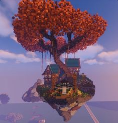 Minecraft Skyblock Island Ideas, Skyblock Island Ideas, Minecraft Island House, Minecraft Decorations Outside, Ideas Para Minecraft, Island Minecraft, Tree Minecraft, Minecraft Island