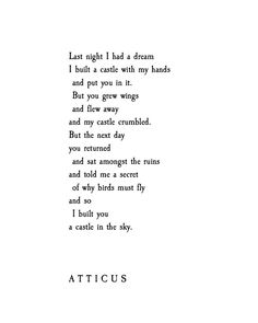 a poem written in black and white with the words attic on it's side