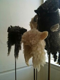 Wool felted hoods, I really WANT one, preferably a black sheep head. kc Wool Felt Clothing, Unusual Hat, Sheep Hat, Fairy Hat, Sheep Costumes, Sheep Head, Aaron Smith, Costume Carnaval, Wet Felt