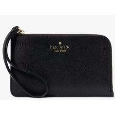 100% Authentic Kate Spade! Buy with confidence! * MSRP: $99.00 * Style: KH613 Features: * Material: Saffiano Leather * Two way script logo lining * Zip closure * Metal pinmount with spade logo * Dimensions: Height: 3.8" Width: 6.1" * Imported Please feel free to ask any questions. Happy shopping! Size: S.  Color: Black.  Gender: female.  Age Group: adult. Spade Logo, Bow Clutch, Bags Kate Spade, Black Wristlet, Woven Handbags, Logo Line, Wristlet Purse, Script Logo, Leather Wristlet