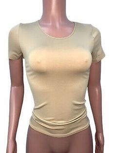 Knaki Tan Seamless Stretchy Fitted Skin Tight Nylon Crewneck Tee T-shirt Top New | eBay Dinner Wear, Cap Sleeve Tee, Everyday Clothing, Seamless Top, Preppy Look, Street Wear Urban, Cute Summer Outfits, Party Tops, Caps For Women