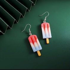 Colorful Lovely Resin Summer Ice Cream Earrings For Women Girls Cartoon Fashion Popsicle Earrings Brincos Sweet Jewelry Summer Multicolor Hypoallergenic Earrings, Popsicle Earrings, Ice Cream Earrings, Coach Earrings, Large Pearl Earrings, Cartoon Fashion, Cream Earrings, Banquet Wedding, Summer Ice Cream