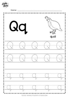 the letter q worksheet for children to practice their handwriting and writing skills, including letters