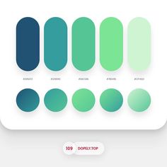 the color chart for different shades of blue and green