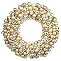 a gold and silver beaded wreath ornament