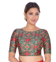 "Beautiful Poly Silk Saree Blouse With Ikkat Printed Pattern. Care Instructions: Machine Wash Fit Type: Regular A fully stitched blouse with short sleeves Traditional Patola printed silky polyester blouse with cotton lining Sizes available are 34(XXS) TO 42 ( XL). Size 38 is S size which has a bust size of 38\" all round The front has a boat neck and the blouse opens from the back The back has a drop shaped cut out PRODUCT DETAILS Auction For: 1 Blouse Color: As shown in the picture Condition: New Saree fabric : Poly Silk Washing Instructions: Dry Clean Only Occasions: Wedding Wear, Party Wear, Festive Wear, Durga Puja, Indian Wear, Sangeet Wear, Bridal Wear, Chrismas Day, Mothers Day, Haldi Wear. NOTE *Actual color may vary slightly from your monitor. *We dispatch the product within 5 day Boat Neck Saree Blouse, Print Blouse Design, Boat Neck Blouse Design, Sari Design, Boat Neck Blouse, Polyester Blouse, Party Blouse, Padded Blouse, Wedding Blouse