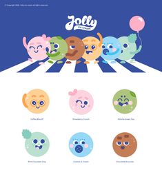 the website design for jolly's children's clothing line, featuring cartoon characters