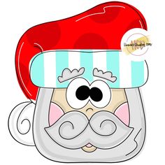 an image of a cartoon character with a beard and mustache wearing a red santa hat