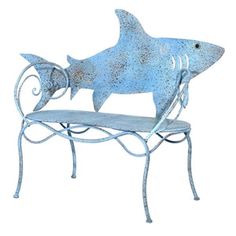 You're gonna need a bigger porch! | Shark Metal Bench | LaBelle Cape Cod Pet Shark, Shark Decor, Outdoor Benches, Beachy Style, Metal Bench, Shark Party, Blue Shark, Beach Cottage Style, Shark Week