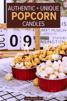 Searching for some unique candles for a party or home decor? Bring home the delicious scent of movie theatre popcorn! With a rich butter/caramel popcorn aroma, the popcorn candles feature a foil cup and individual popcorn pieces in both butter and caramel. Light it during your next movie night and enjoy its sweet aroma or make a great addition to any cinema lover’s birthday decorations. These food inspired candles are sure to be a hit! Popcorn Candle, Candle Butter, Candle Food, Your Next Movie