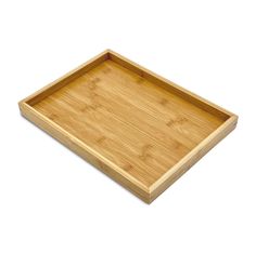 an empty bamboo tray on a white background