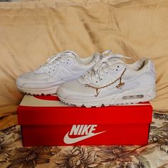 Worn 1 Time. Almost New. With Box Shoes Nike Air, Lucky Charms, Nike White, Shoes Nike, Lucky Charm, White Nikes, Womens Shoes Sneakers, Air Max, Nike Air Max