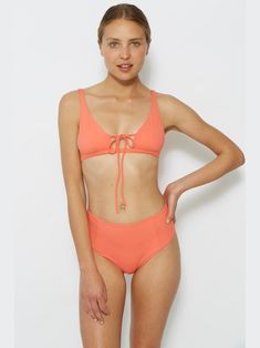 Asylum Brief - Coral Busted Band, Deep Plunge, Triangle Top, Cheeky Bikinis, Spf 50, Wide Straps, Colors And Patterns, Summer Wardrobe, V Neckline