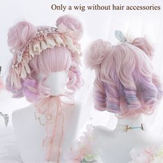 Lady Anime, Wig Cute, Short Wavy Wig, Wavy Wig With Bangs, Curly Hair Ponytail, Chignon Hair, Purple Wig