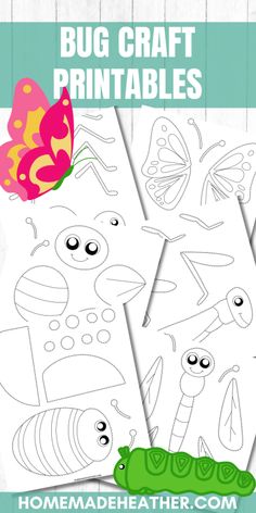 bug craft printables for kids to color and cut out with the words,'bug