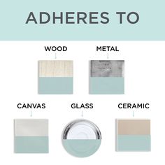 the different shades of paint that are used to create this color scheme for wood, metal, glass and ceramic