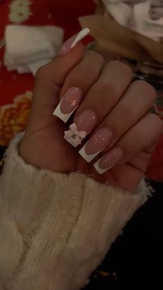 Valentines Nails Acrylic Short Square, Valentine Coquette Nails, Valentine Day Nails Simple, Pink Coquette Nails Square, Gel X Nail Inspo Coffin, Short Acrylic Nails Coquette, Short Acrylic Nails With Bow, Pink Coquette Nails Coffin, Cuqoutte Nails