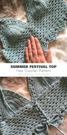 a crocheted shawl is shown with the words summer festival top on it