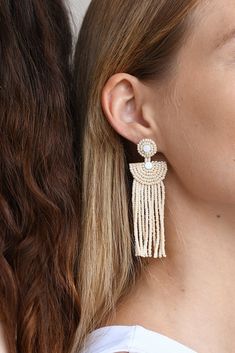 SMALL KIFUNGO TASSEL EARRINGS - Contemporary African Design Busy Town, Suede Earrings, Arusha, Beaded Tassel Earrings, Town Center, Button Earrings, Earrings Pearl, Large Hoop Earrings, Beaded Tassels