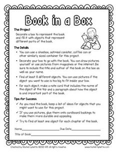 the book in a box worksheet for students to practice reading and writing skills