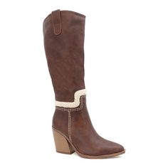 Embrace a blend of rugged Western charm and cozy comfort with the Women’s Tall Western Boot with Sherpa. Crafted from durable faux leather, this tall boot features a classic Western silhouette that is both stylish and functional. The standout detail is the plush faux sherpa lining that runs down the center of the boot, adding a warm and inviting touch to its design. Whether you're strolling through city streets or navigating country trails, this boot combines practicality with timeless style. Click this FOOTWEAR GUIDE to find the perfect fit and more! Embrace a blend of rugged Western charm and cozy comfort with the Women’s Tall Western Boot with Sherpa. Crafted from durable faux leather, this tall boot features a classic Western silhouette that is both stylish and functional. The standout Brown Knee-high Boots For Fall Outdoor Activities, Brown Faux Leather Knee-high Boots For Winter, Rugged Brown Knee-high Boots For Fall, Rugged Faux Leather Boots For Fall, Brown Knee-high Boots For Winter, Casual Brown Knee-high Boots For Winter, Fall Boots With Faux Fur Lining, Rugged Boots For Cold Weather And Fall, Rugged Boots For Cold Weather