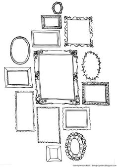 an assortment of frames and pictures to color