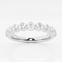 1 ctw Round Lab Grown Diamond Floating Wedding Band 14K White Gold, FG, SI1 Wedding Bands For Women, Rose Cut Ring, Stacked Wedding Rings, Pearl And Diamond Earrings, Nice Outfits, Bridal Ring Sets, Wedding Mood, Eternity Ring Diamond, Gem Stones