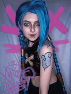 Jinx Arcane Cosplay Makeup, Jinx Pattern