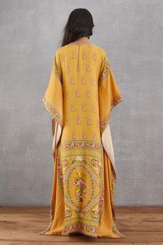 Shop for Torani Yellow Linen Sunehra Aarfa Kaftan for Women Online at Aza Fashions Traditional Yellow Kaftan With Floral Print, Festive Yellow Kaftan With Printed Motifs, Yellow Bohemian Kurta With Floral Print, Yellow Bohemian Straight Kurta Set, Bohemian Yellow Kaftan For Eid, Yellow Bohemian Kurta With Dupatta, Yellow Bohemian Straight Kurta, Yellow Printed Dupatta For Eid, Yellow Sets With Printed Border For Eid