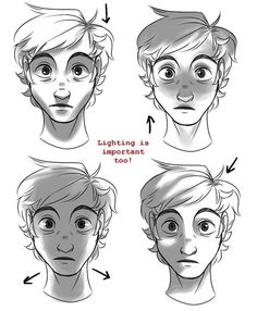 four different facial expressions in the same drawing style