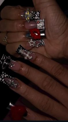 Kitting Ideas, Blinged Nails, Bedazzled Nails, Tapered Square Nails, Weak Nails, Black Acrylic Nails, Hard Nails, Girly Acrylic Nails, French Tip Acrylic Nails