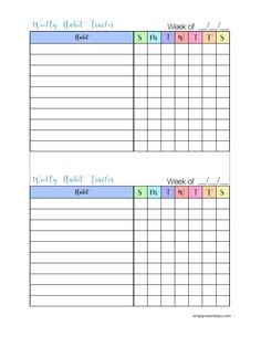 two printable weekly calendars with the words, week and week times on them