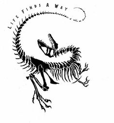 a black and white drawing of a dinosaur skeleton