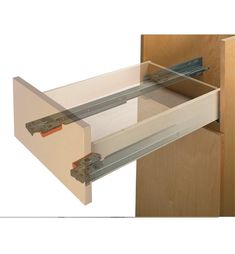 an open drawer with two drawers on each side