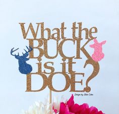 a cake topper that says, what the buck is it doe?