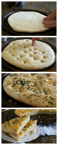 the process of making flat bread is shown here