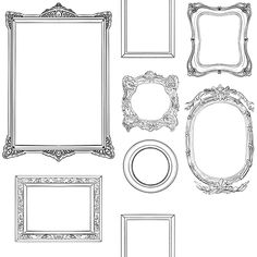 MUSE Wall Studio Gallary Frames Antique Frame Drawing, Old Frame Drawing, Frame Sketch, Photo Frame Drawing, Vintage Frame Drawing, Frames Aesthetic, Ornate Frames, Fancy Picture Frames, Picture Frame Drawing