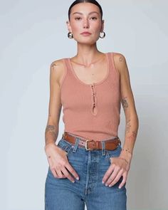 Melody Tank - Mocha Mousse | NATION LTD Mocha Mousse, Nation Ltd, Button Placket, Mocha, Just In Case, Knit Top, Knitting, Gold