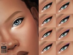 an image of the eyes and eyebrows of a woman's face with different angles