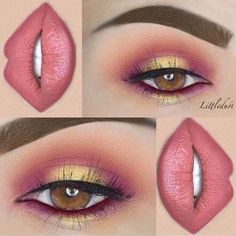 Japanese Style Makeup, Beautiful Makeup Ideas, Eye Makeup For Brown Eyes, Maroon Lips, Eye Makeup Glitter, Day Eye Makeup, Make Up Gold