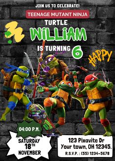 the teenage mutant ninjas birthday party is coming to town on friday, november 13th