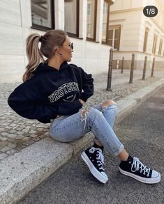 Mode Zara, Black Converse, Looks Street Style, Causual Outfits, Cute Simple Outfits, Outfit Inspo Fall, Casual Style Outfits, Mode Inspiration, Teen Fashion Outfits