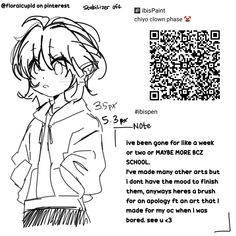 an anime character with a qr code in front of him and the text below it