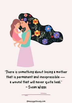 a woman holding a baby in her arms with the quote, there is something about losing a